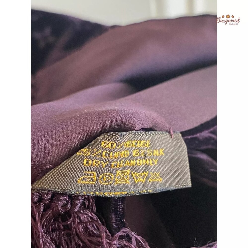 Authentic Louis Vuitton Purple Velvet Monogram Fringe Shawl - Picture 7 of 7